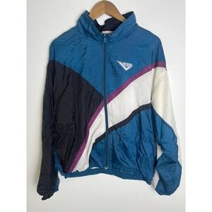 Md/L Pony Vtg 90s 80s Colorblock Windbreaker Jacket Teal Black Retro Preppy Y2K